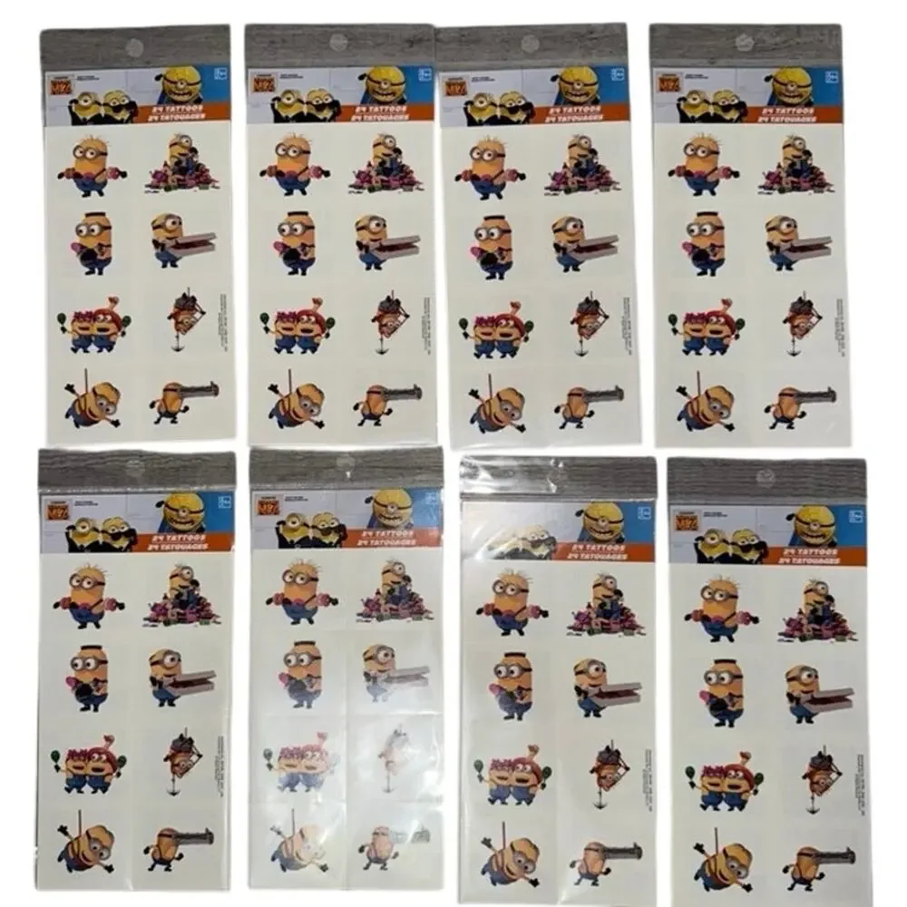 Minions Temporary Tattoos Lot party favors - Despicable Me 8 packs of 24 (192)